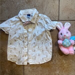 Bunny-Print Short-Sleeve Button-Up Shirt for 2T boy